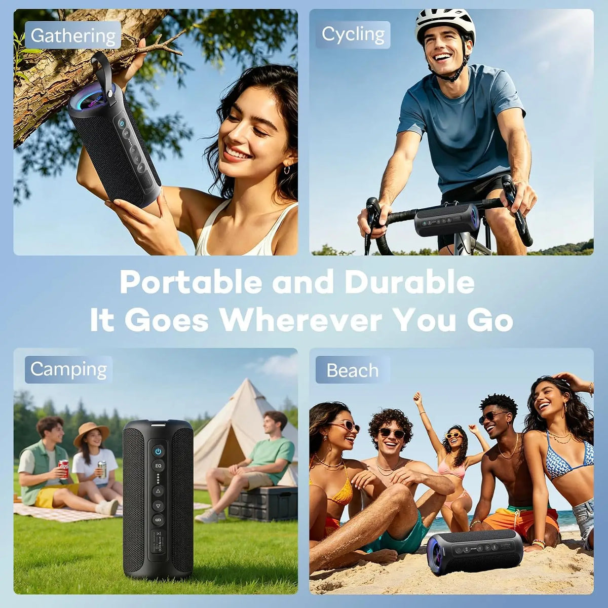 Ortizan Portable Bluetooth Speaker With Deep Bass And RGB Lighting