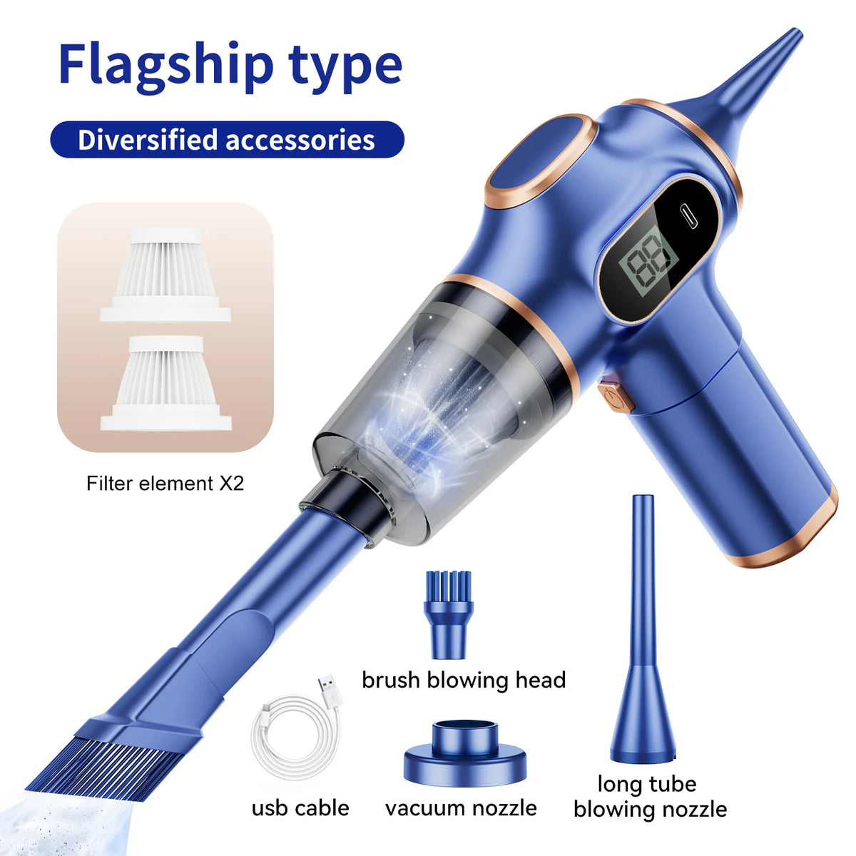 High Power Wireless Mini Vacuum Cleaner For Car Home Office