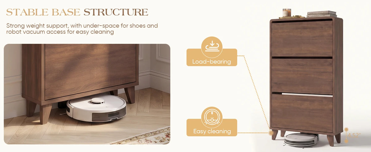 TCGBKAF Freestanding Slim Shoe Storage Cabinet Narrow Shoe Organizer with 3 Flip Drawers Adjustable Removable Shelves & Top Display Shelf Entryway Hallway Shoe Cabinet