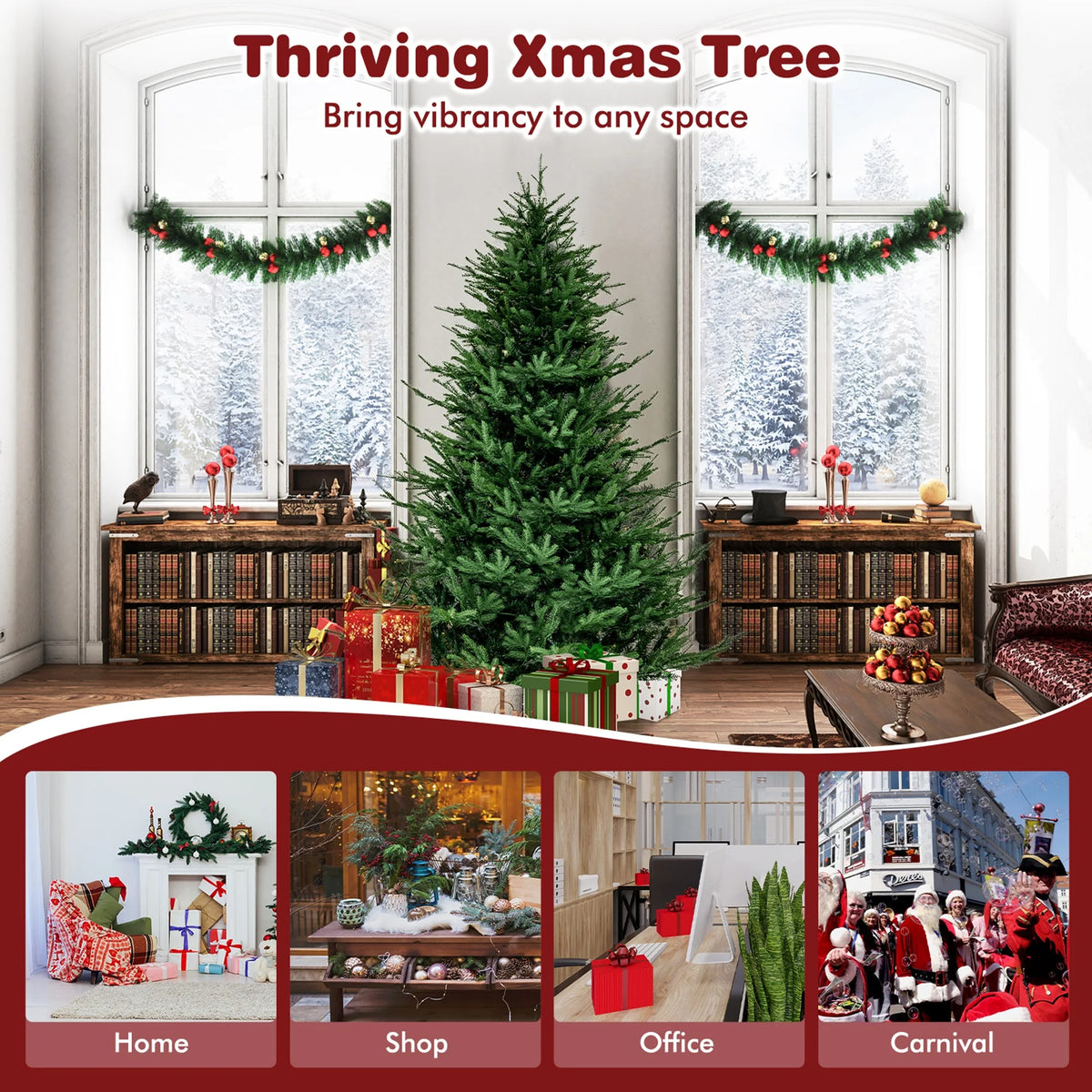 Lifezeal Pre Lit Artificial Christmas Tree With Metal Stand