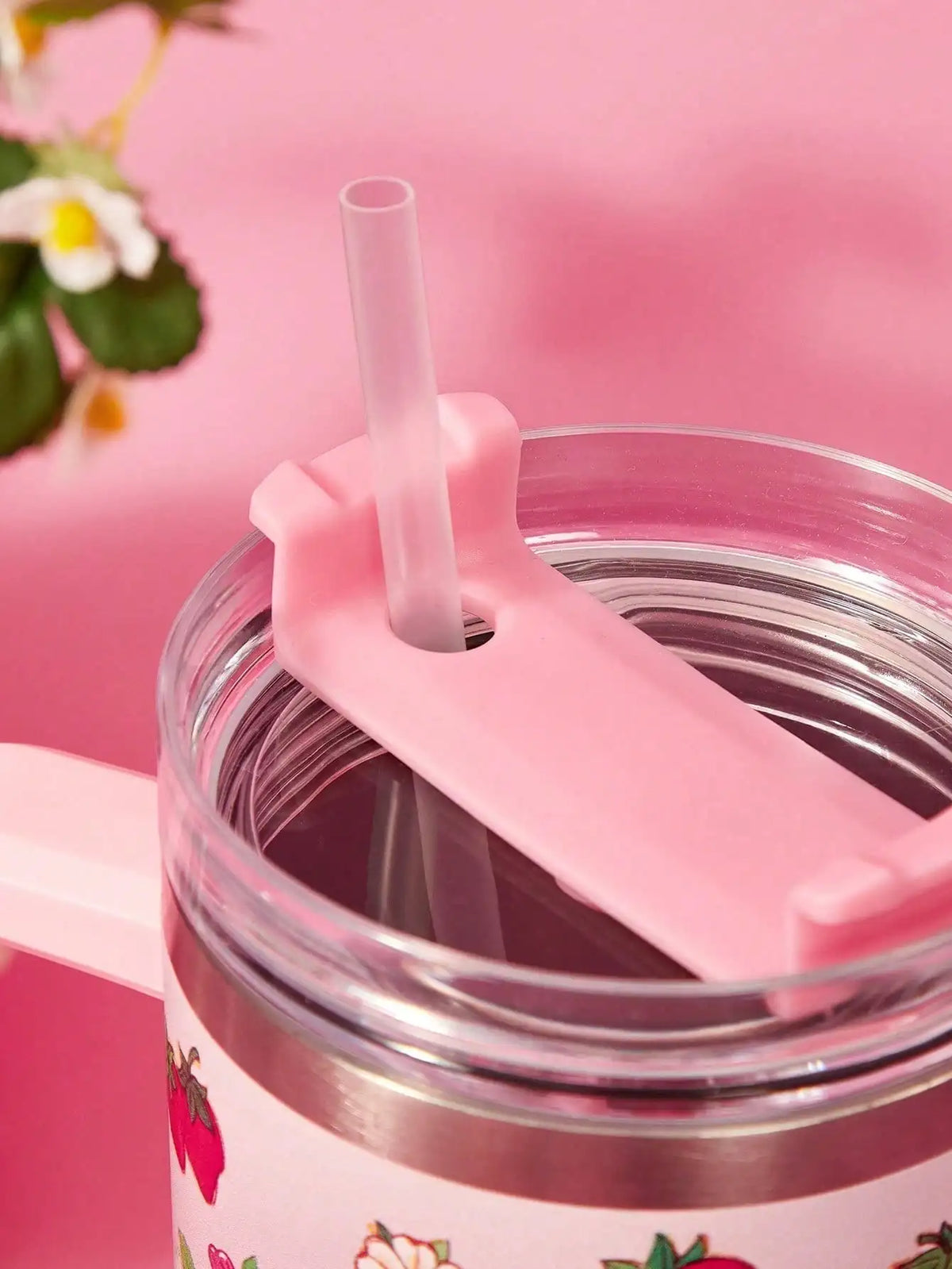 Strawberry Shortcake X POKOJA LAND 40oz Stainless Steel Tumbler Water Bottle/Coffee Cup With Handle And Straw, Leakproof, Insulated (Keeps Drinks Hot Or Cold)