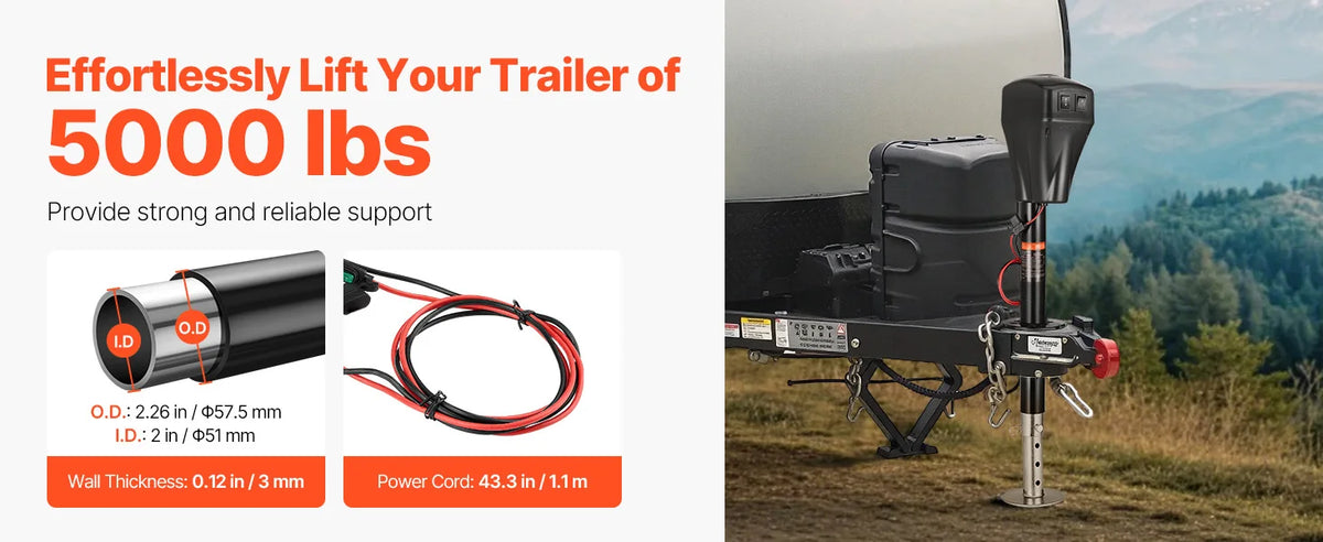 SucceBuy 5000 Lb Electric Trailer Jack With 2 Way Connector