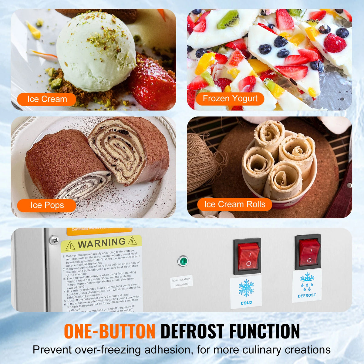 Succebuy Stainless Steel Ice Cream Roll Maker With Compressor