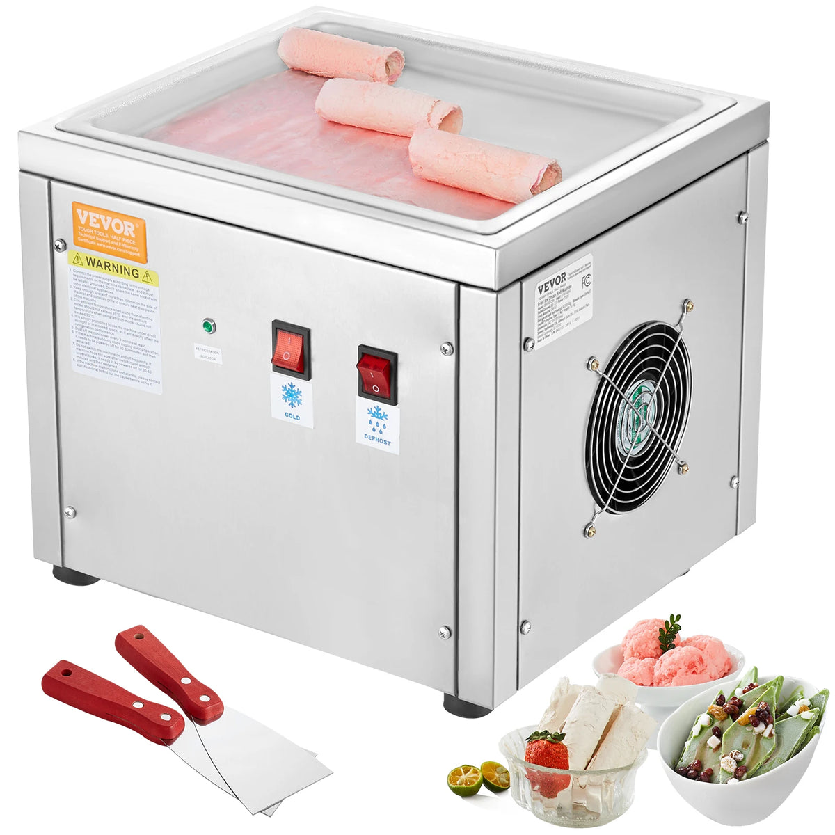 Succebuy Stainless Steel Ice Cream Roll Maker With Compressor