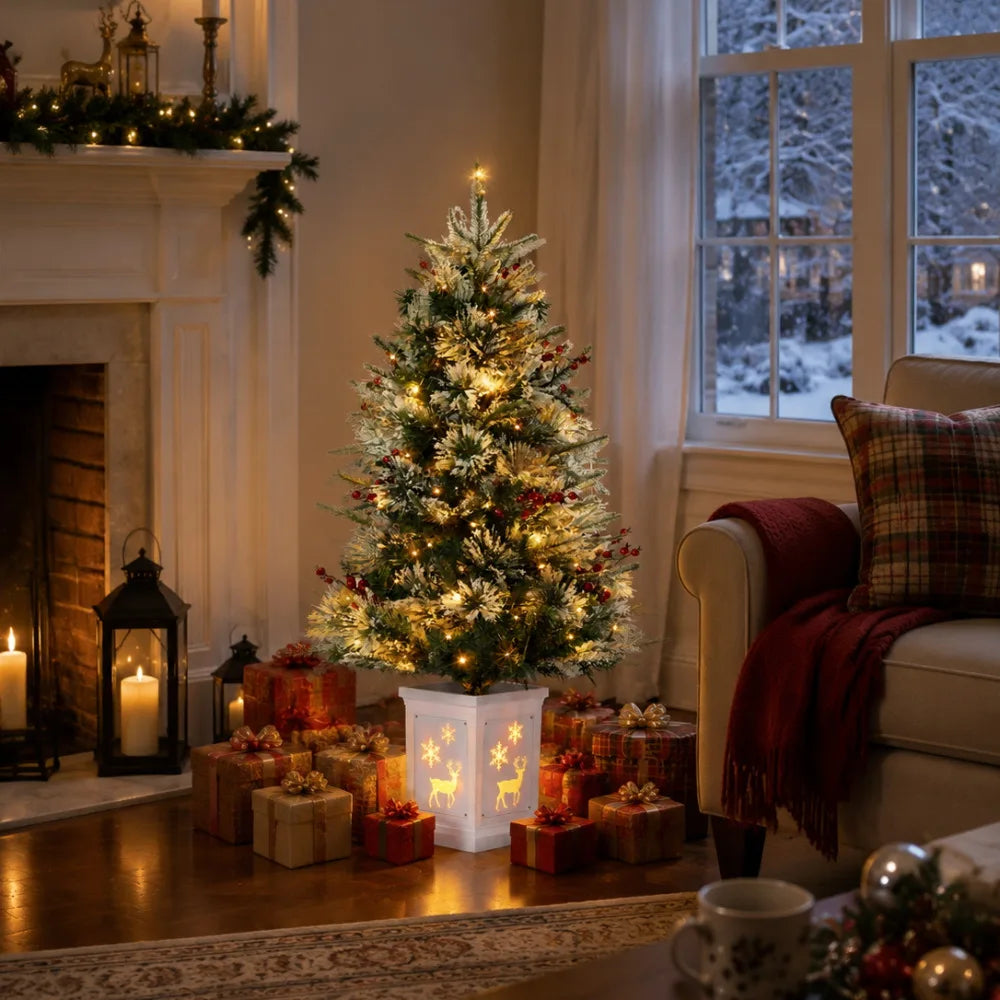 Anixol Pre Lit Artificial Christmas Tree With Warm LED Lights