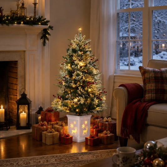 Anixol Pre Lit Artificial Christmas Tree With Warm LED Lights