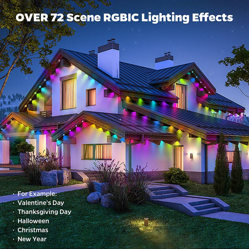 GCTeching Waterproof Permanent Outdoor LED String Lights For Decoration