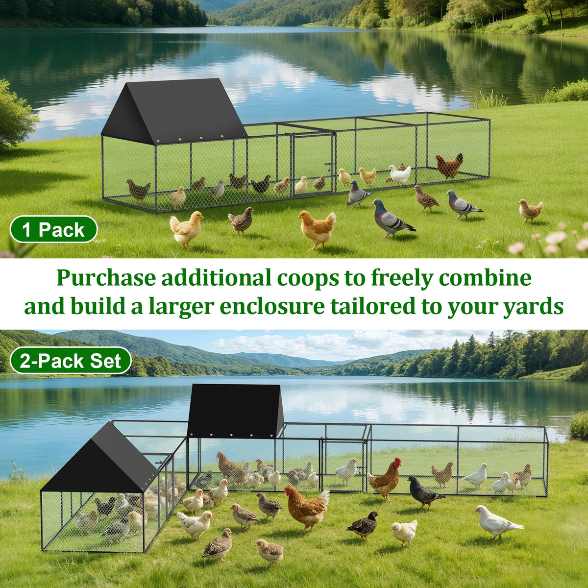 Bowart Large Outdoor Chicken Coop Cage Hen House Run