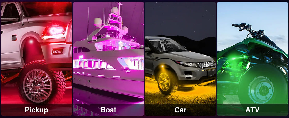 Nilight RGB Rock Lights Kit Underglow With Remote App For Jeep Truck SUV ATV UTV