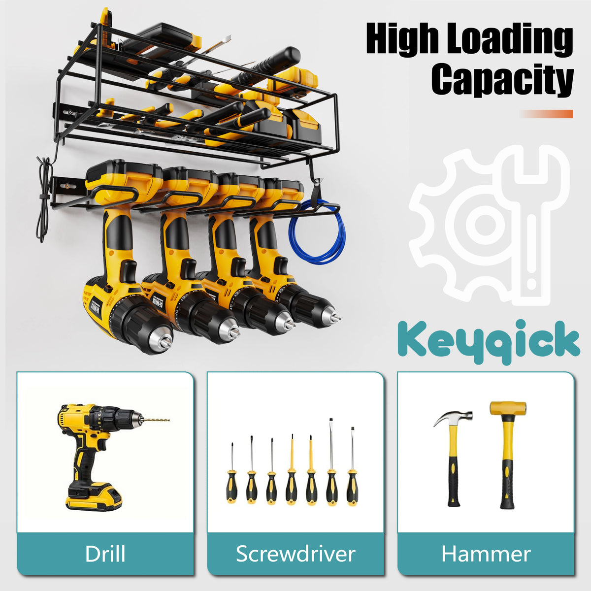 Double Layer Wall Mounted Power Tool Storage Rack