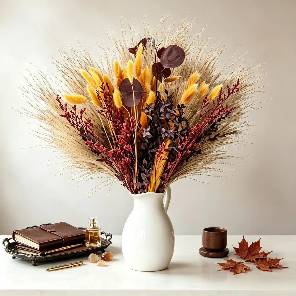 Ocedes Dried Flower Bouquet With Pampas Grass Home Decor