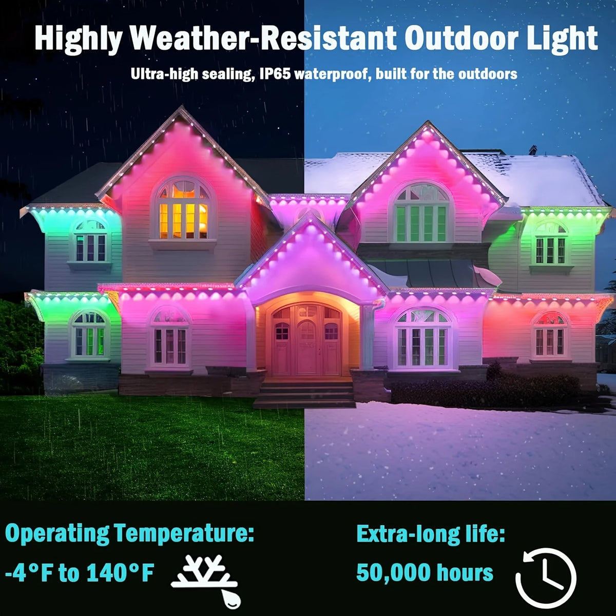 GCTeching Waterproof Permanent Outdoor LED String Lights For Decoration