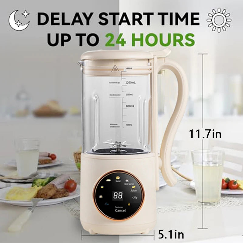 1400ml Glass Soy Milk Maker 16 Blades 9 Functions Automatic Blender Nut Milk Maker Soup Porridge Juicer with Timer