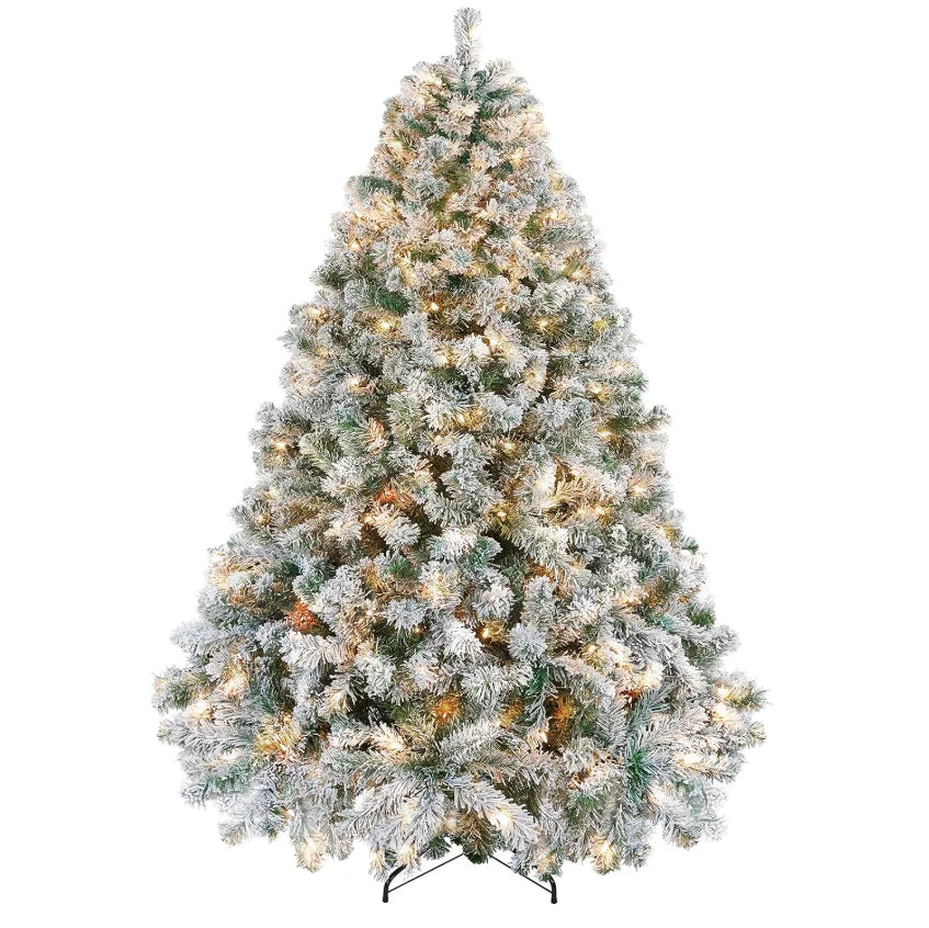 HiMISS Pre Lit Snowy Artificial Christmas Tree With Led Lights