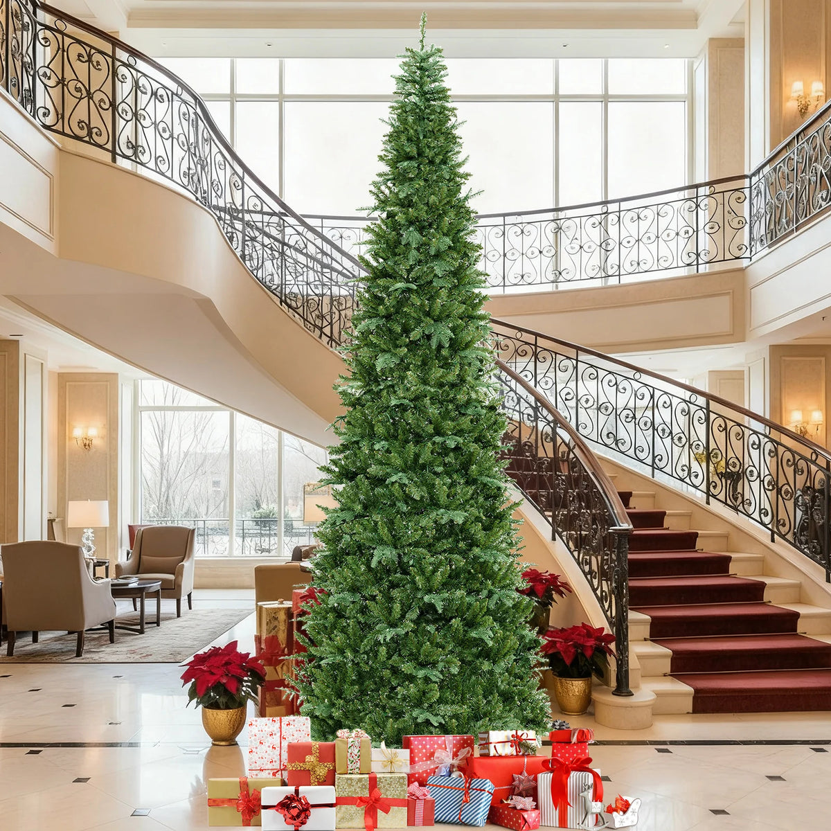 Lifezeal Prelit Artificial Christmas Tree With Hinged Branches