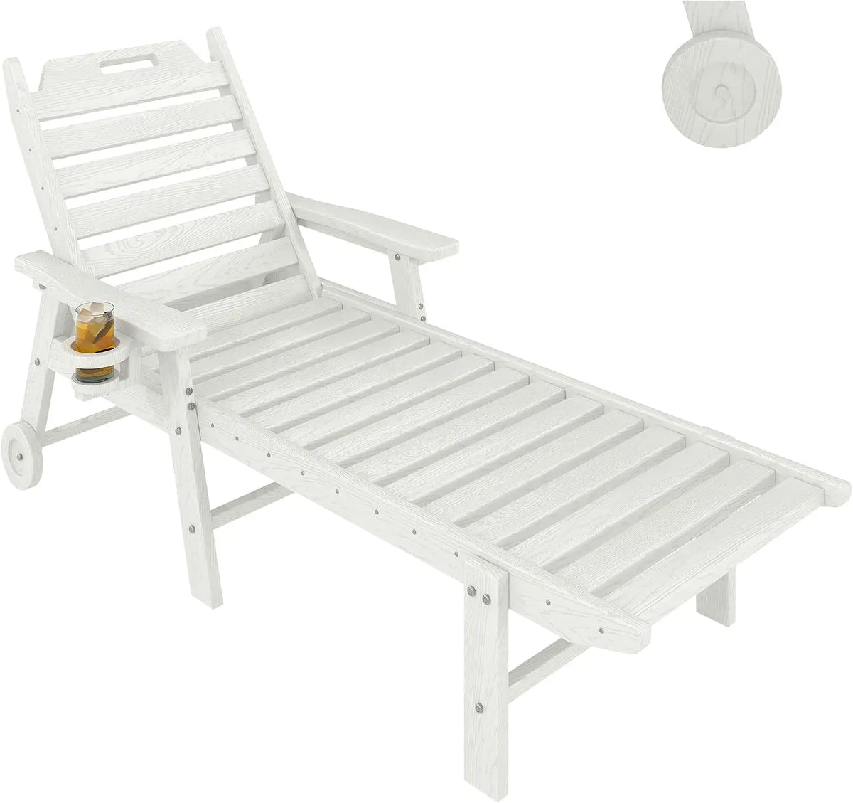 HDPE Lounge Chair With Wood Texture 5 Position Backrest