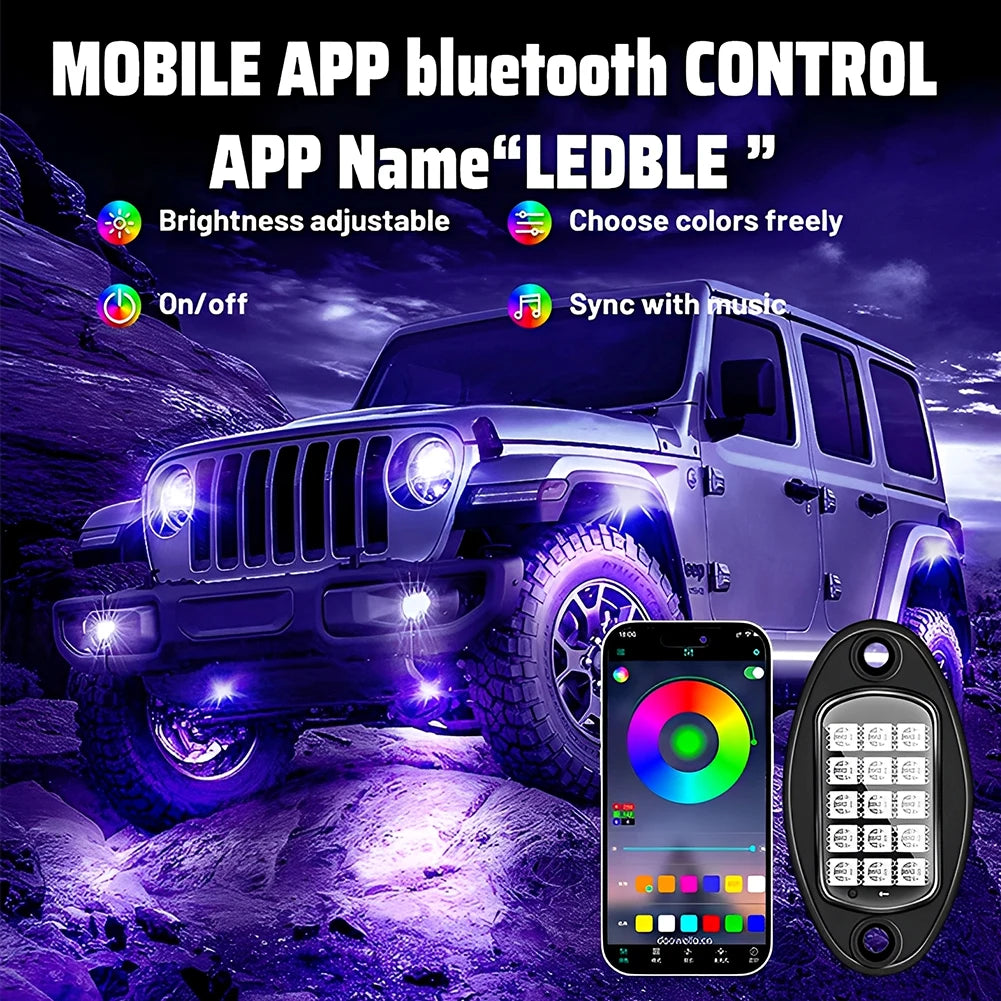 RGB LED Offroad Lights Kit 4 Pods With App Control