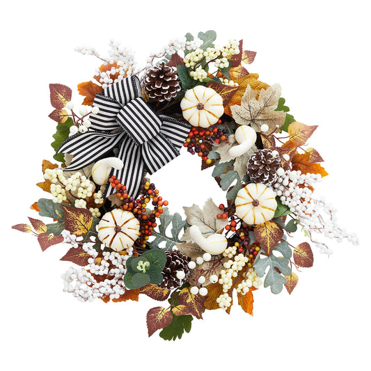 Fall Harvest Pumpkin Leaf Wreath For Front Door Home Decor
