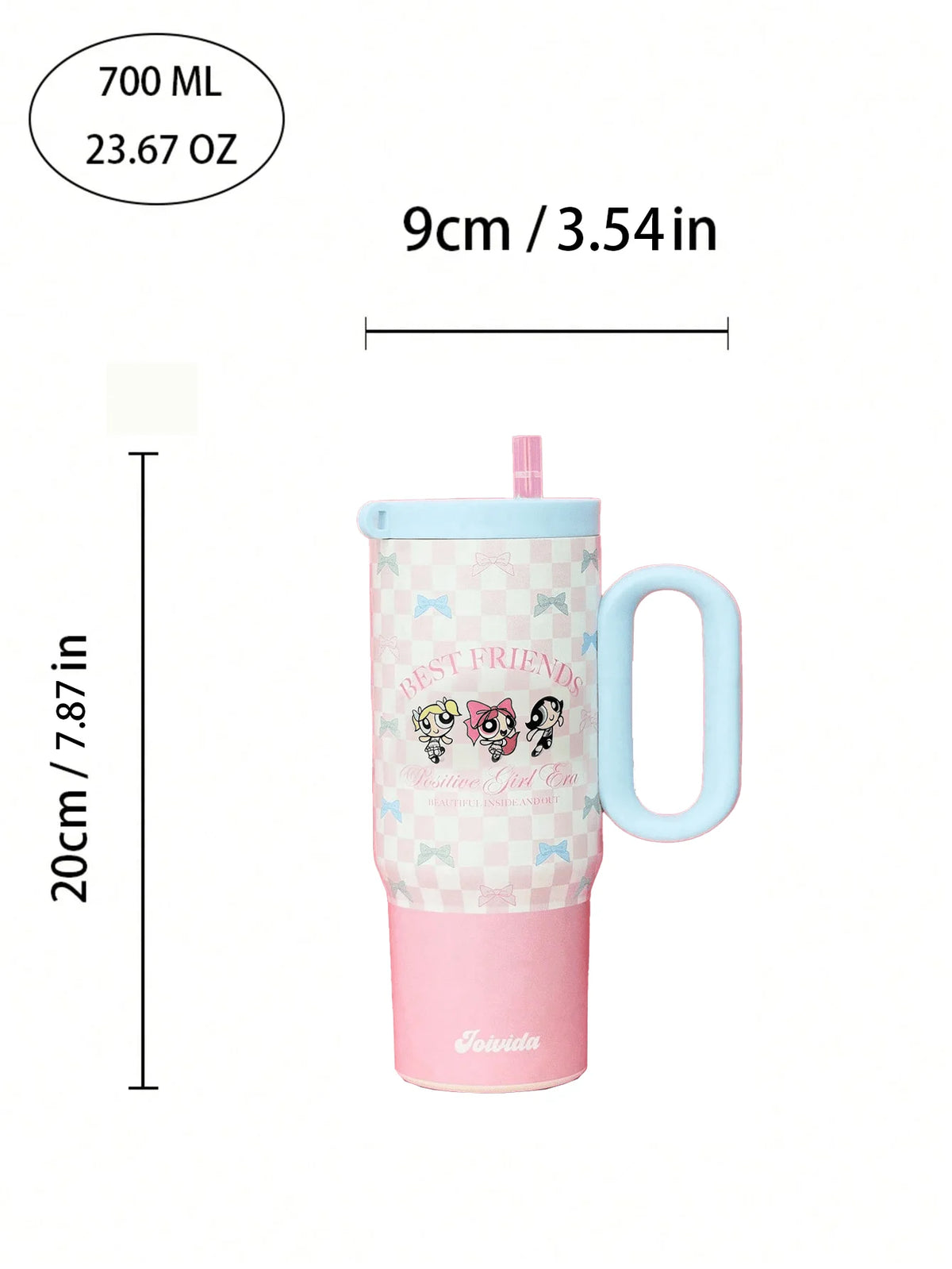Strawberry Shortcake X POKOJA LAND 40oz Stainless Steel Tumbler Water Bottle/Coffee Cup With Handle And Straw, Leakproof, Insulated (Keeps Drinks Hot Or Cold)