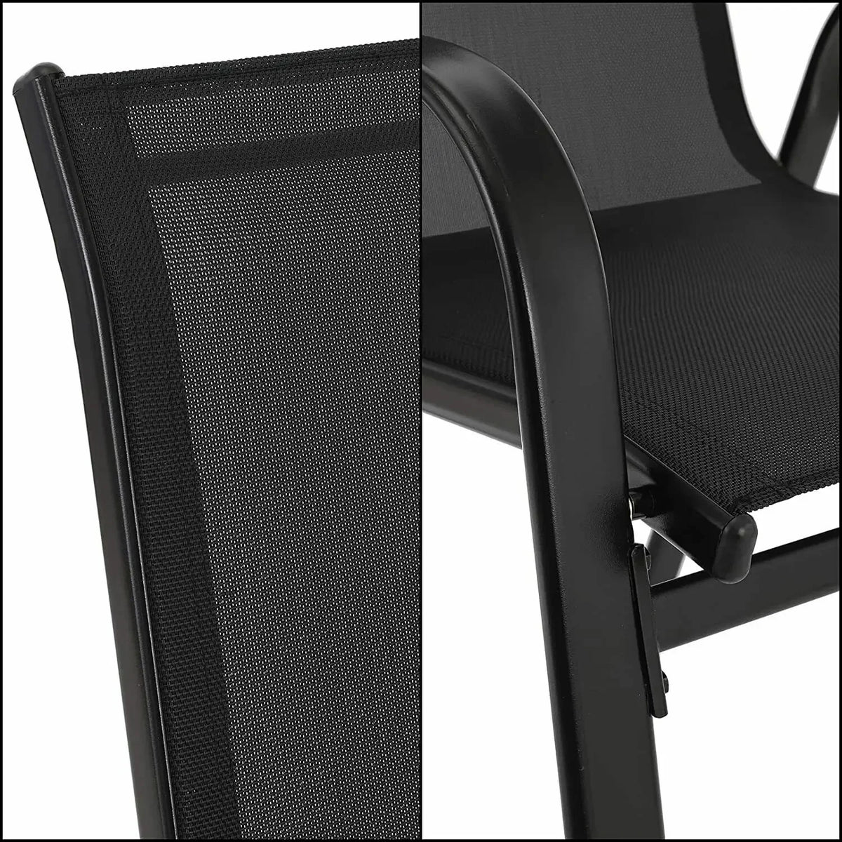 Foldable Garden Chairs Steel Iron Teslin Fabric High Back