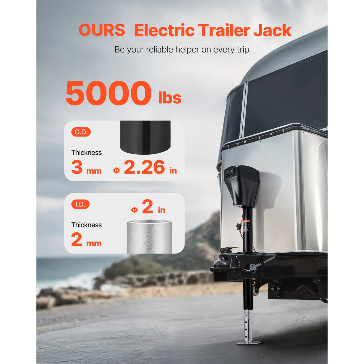SucceBuy 5000 Lb Electric Trailer Jack With 2 Way Connector