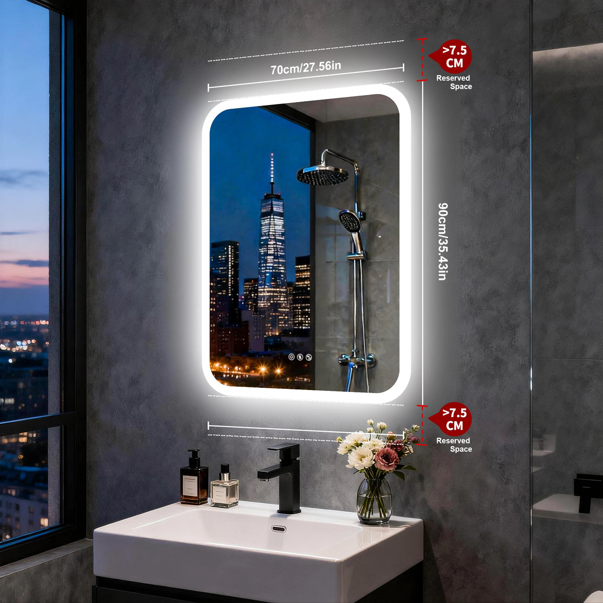 Smart Led Bathroom Mirror With Bluetooth Speakers Anti Fog