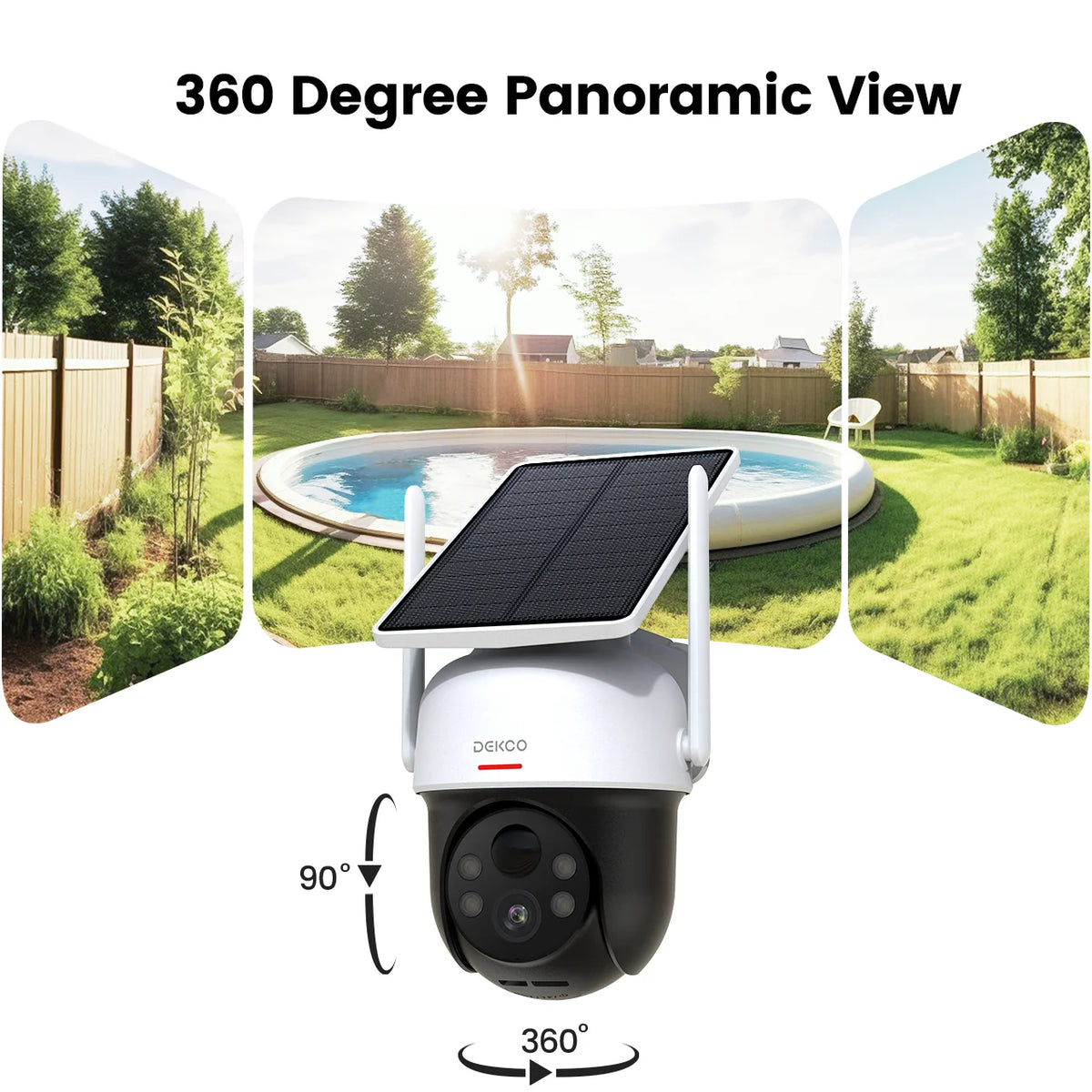 Dekco 3MP Wire-Free Solar Wifi Security Camera With Pt