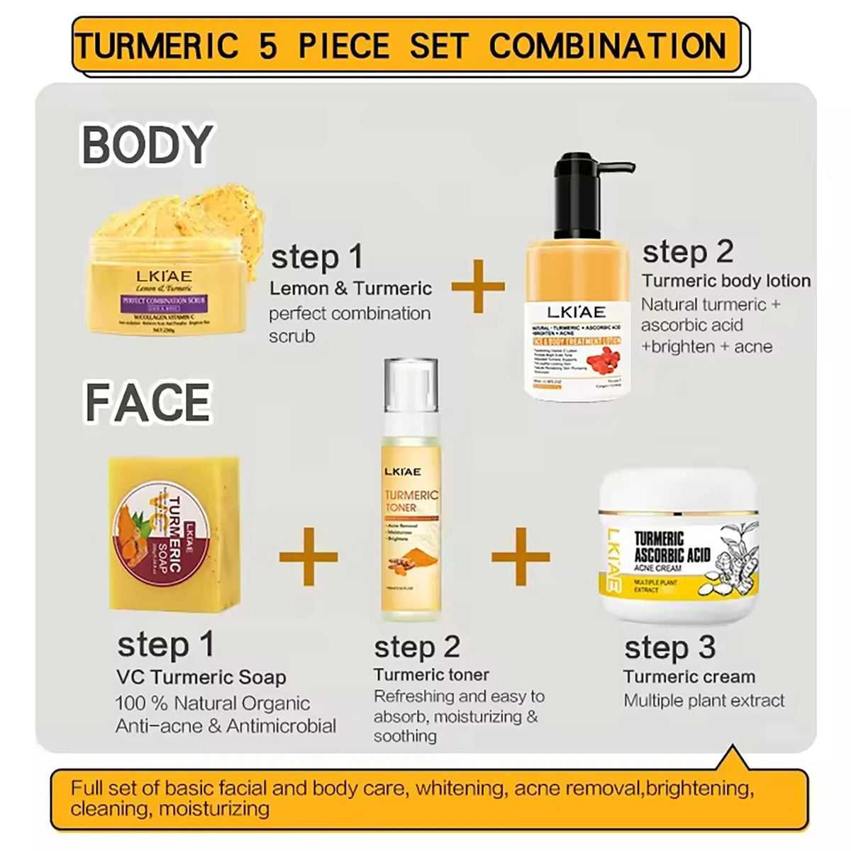 AILKE Organic Turmeric Skincare Kit for Brightening and Hydration