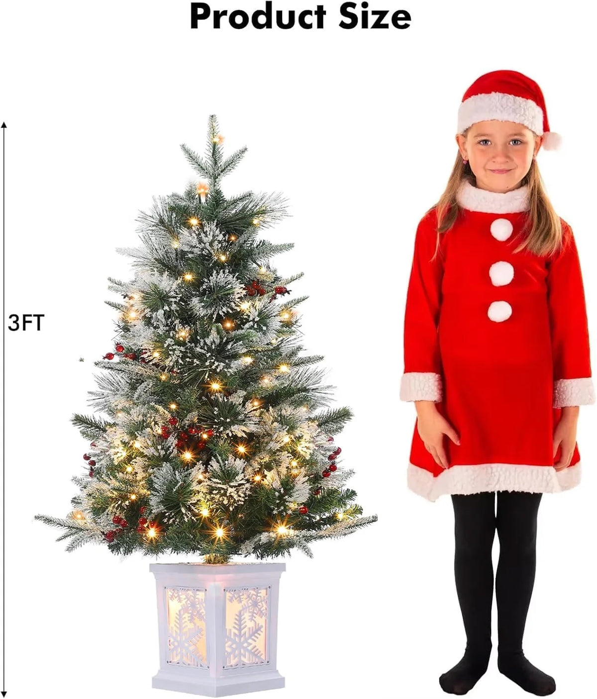 Anixol Pre Lit Artificial Christmas Tree With Warm LED Lights