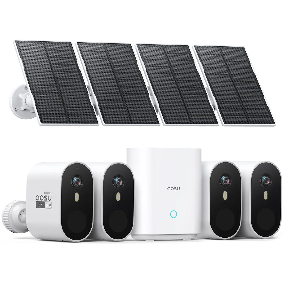 Aosu 3MP WiFi Solar Camera System 4 Cam Kit Outdoor Wireless