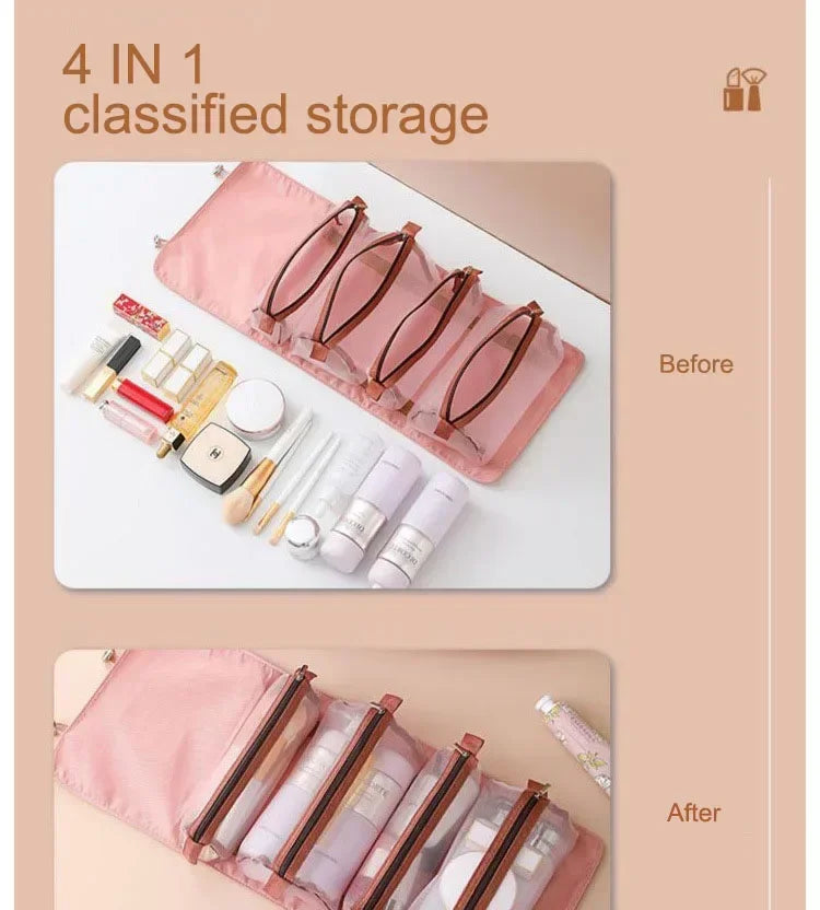 Travel Makeup Organizer Cosmetic Toiletry Bag With Zipper Storage