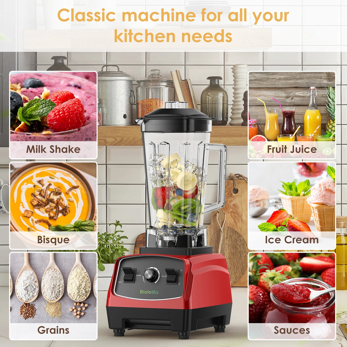 Biolomix Heavy Duty Blender Juicer Mixer Food Processor