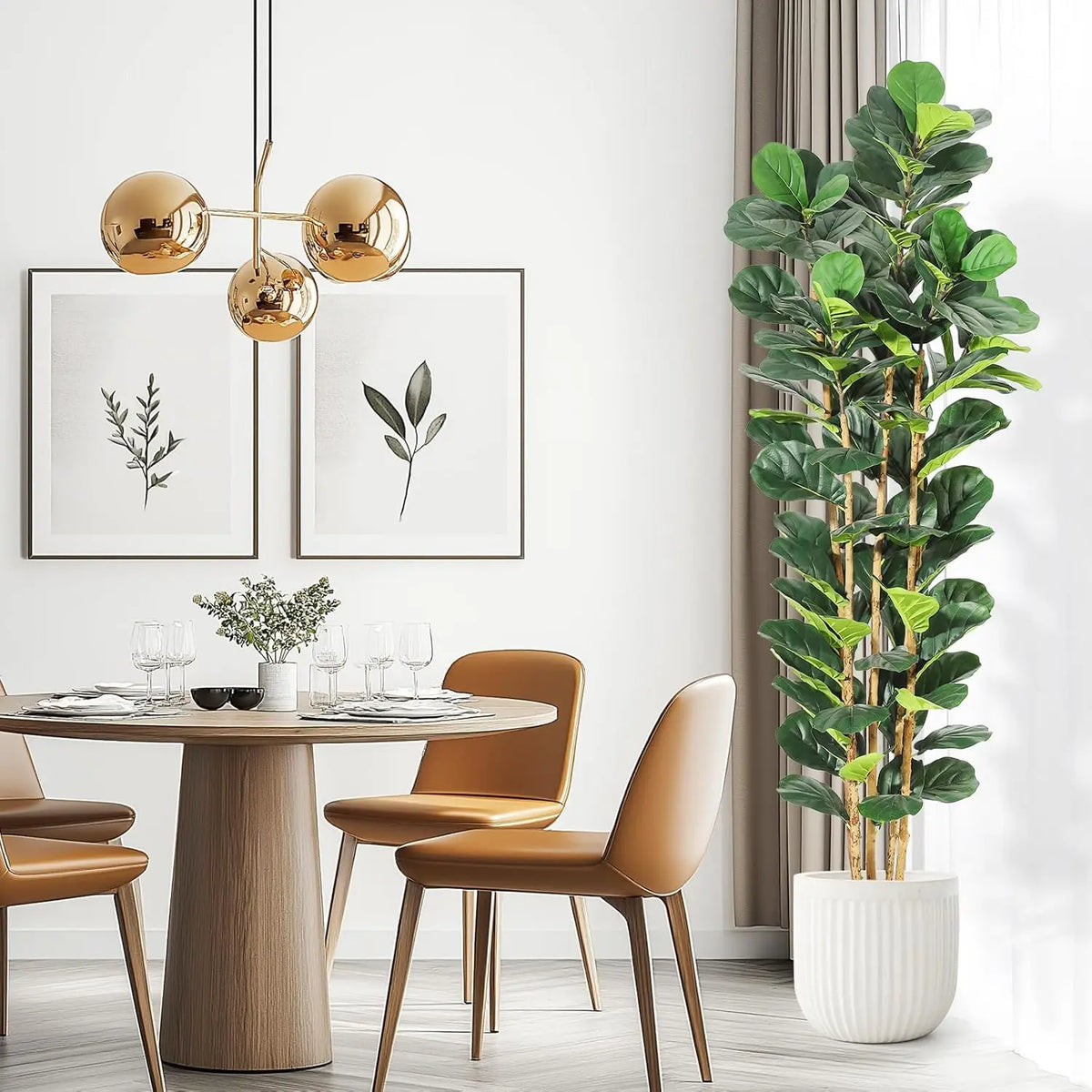 HiMISS Artificial Fiddle Leaf Fig Tree With Pot Faux Greenery