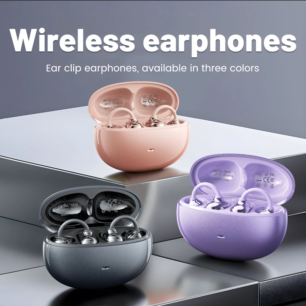 INSONIXN Open Ear Clip Wireless Bluetooth Headphones With Microphone