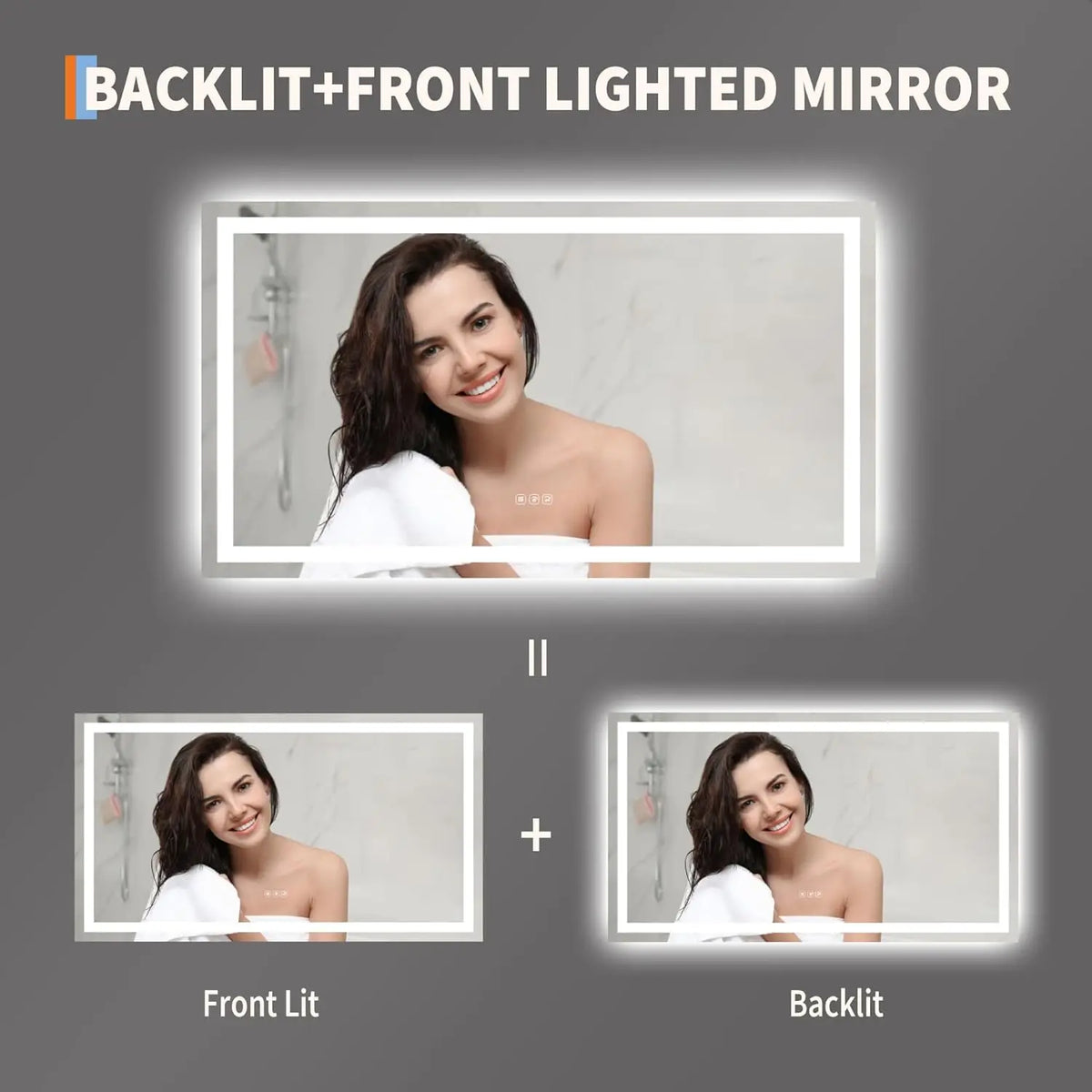 TWISTER.CK LED Bathroom Mirror With Memory And Anti Fog Frameless
