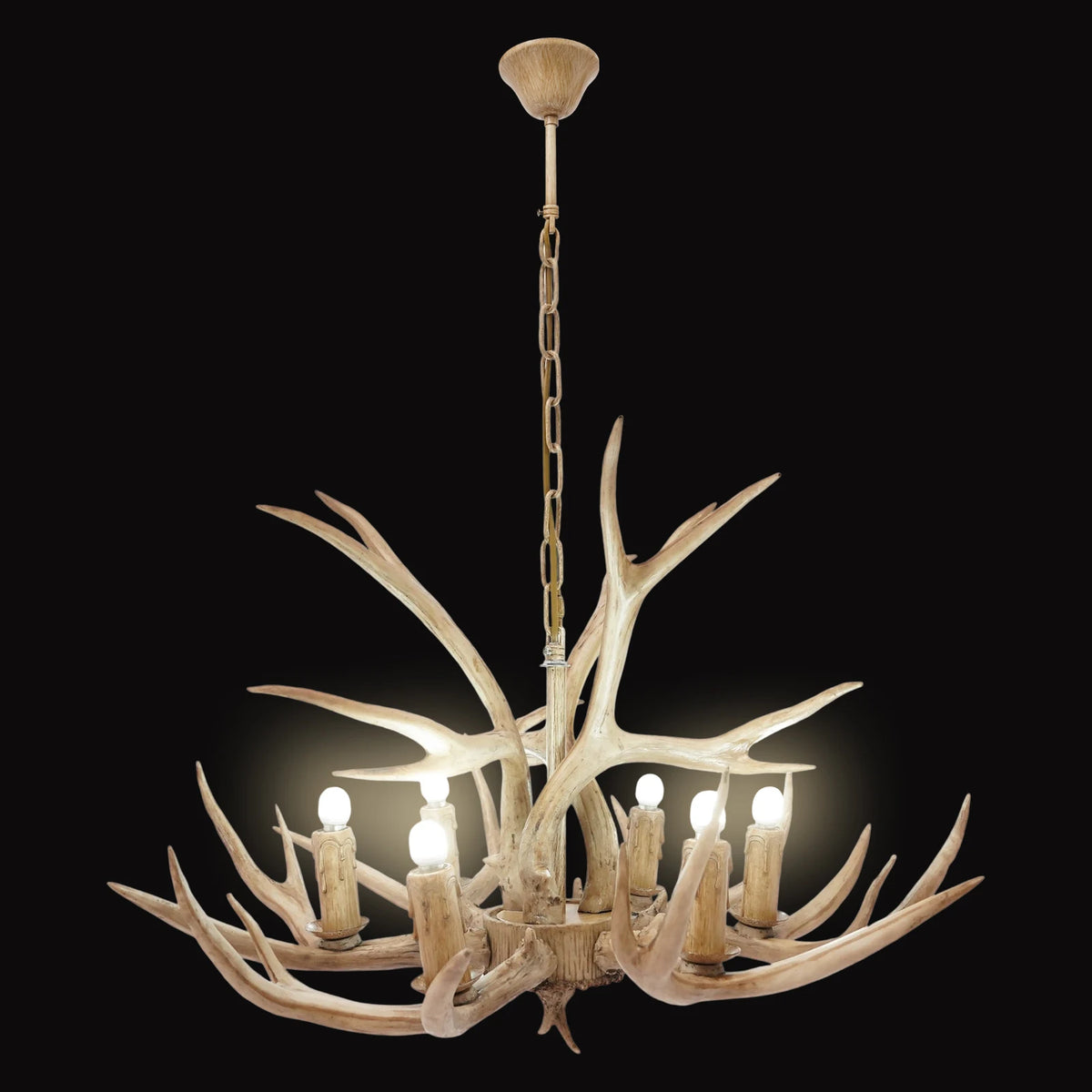 Retro Resin Deer Antler Pendant Ceiling Light For Dining Kitchen