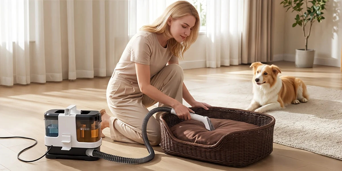 Lubluelu V2 Portable Carpet Upholstery Spot Cleaner 3-in-1 Spray Brush Vacuum 12KPa Powerful Suction Compact Storage for Home/ Sofa/Carpet/Car Seats