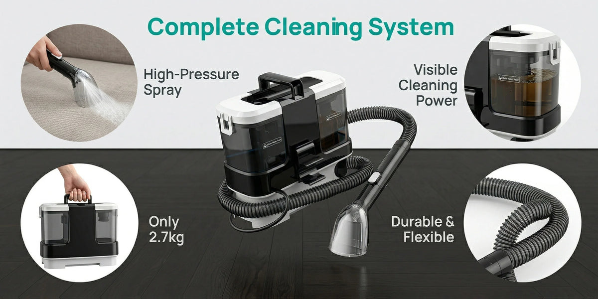 Lubluelu V2 Portable Carpet Upholstery Spot Cleaner 3-in-1 Spray Brush Vacuum 12KPa Powerful Suction Compact Storage for Home/ Sofa/Carpet/Car Seats