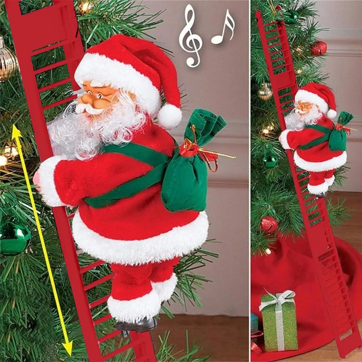 Electric Climbing Santa Christmas Tree Decoration With Led Lights
