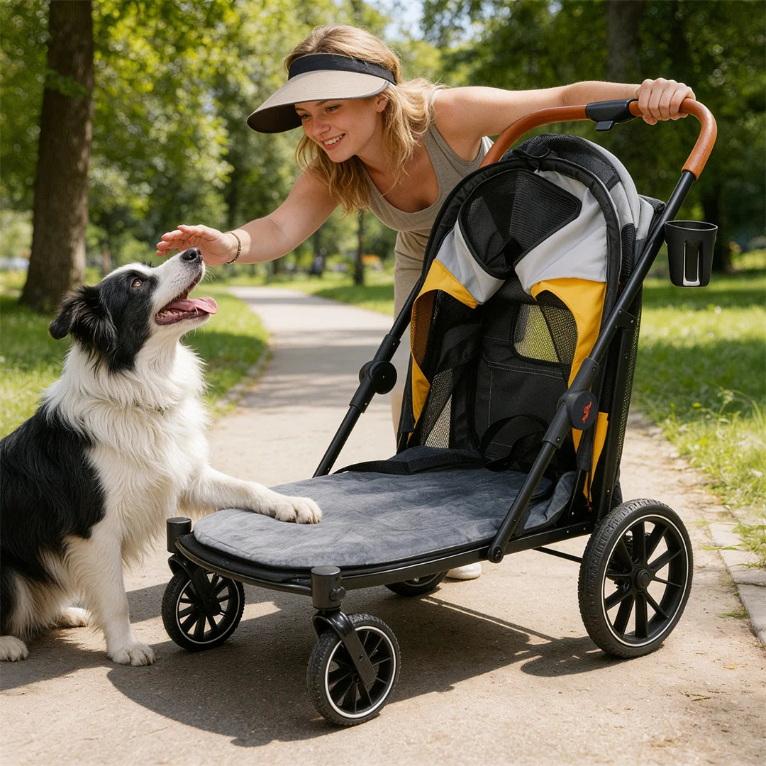 Brandless Portable Large Dog Stroller With Folding Wheels And Storage