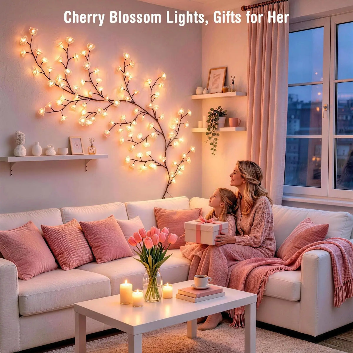 Cherry Blossom Vine Lights With Remote Timer For Room Decor