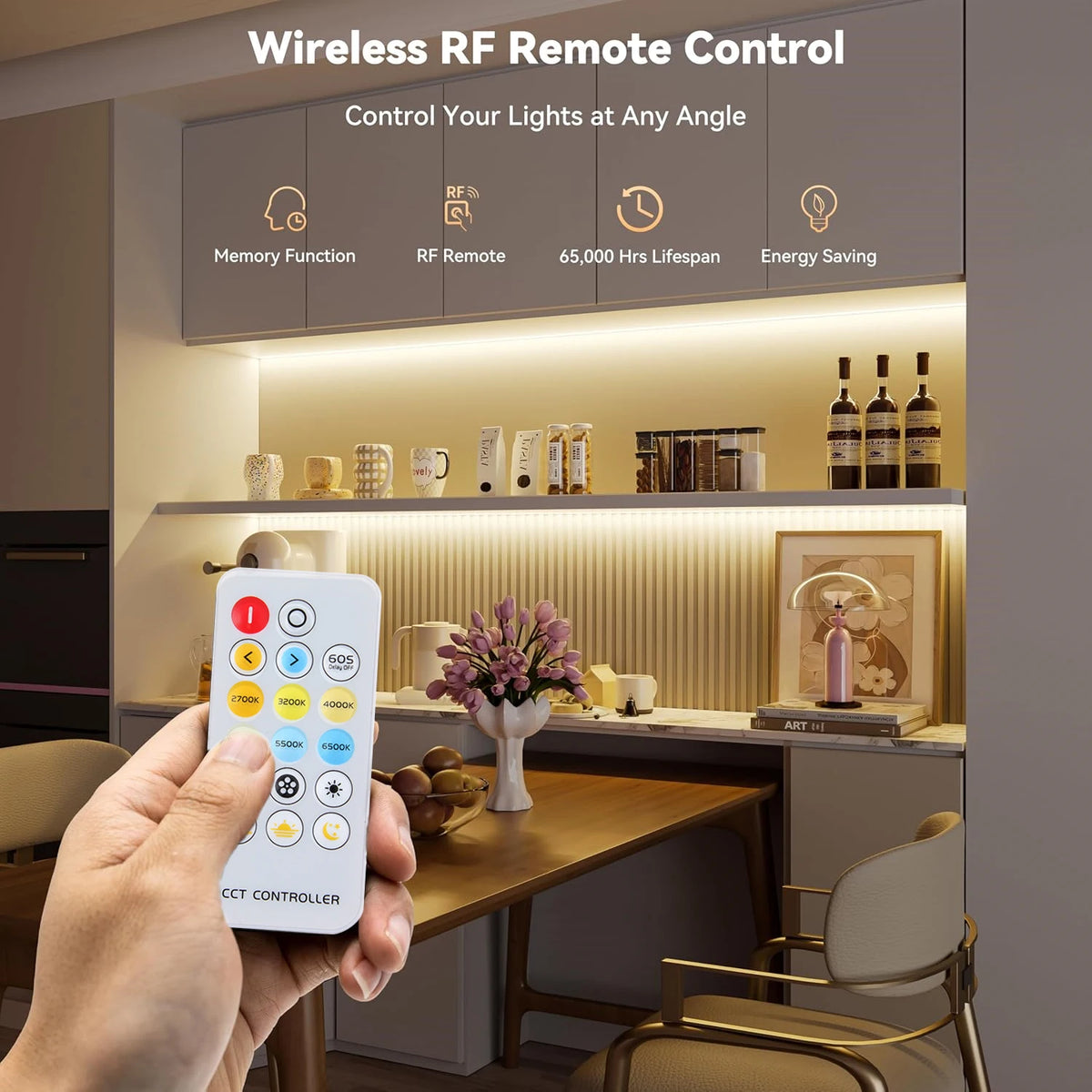 A-Convey 24V Dimmable COB LED Strip Lights With Remote Control
