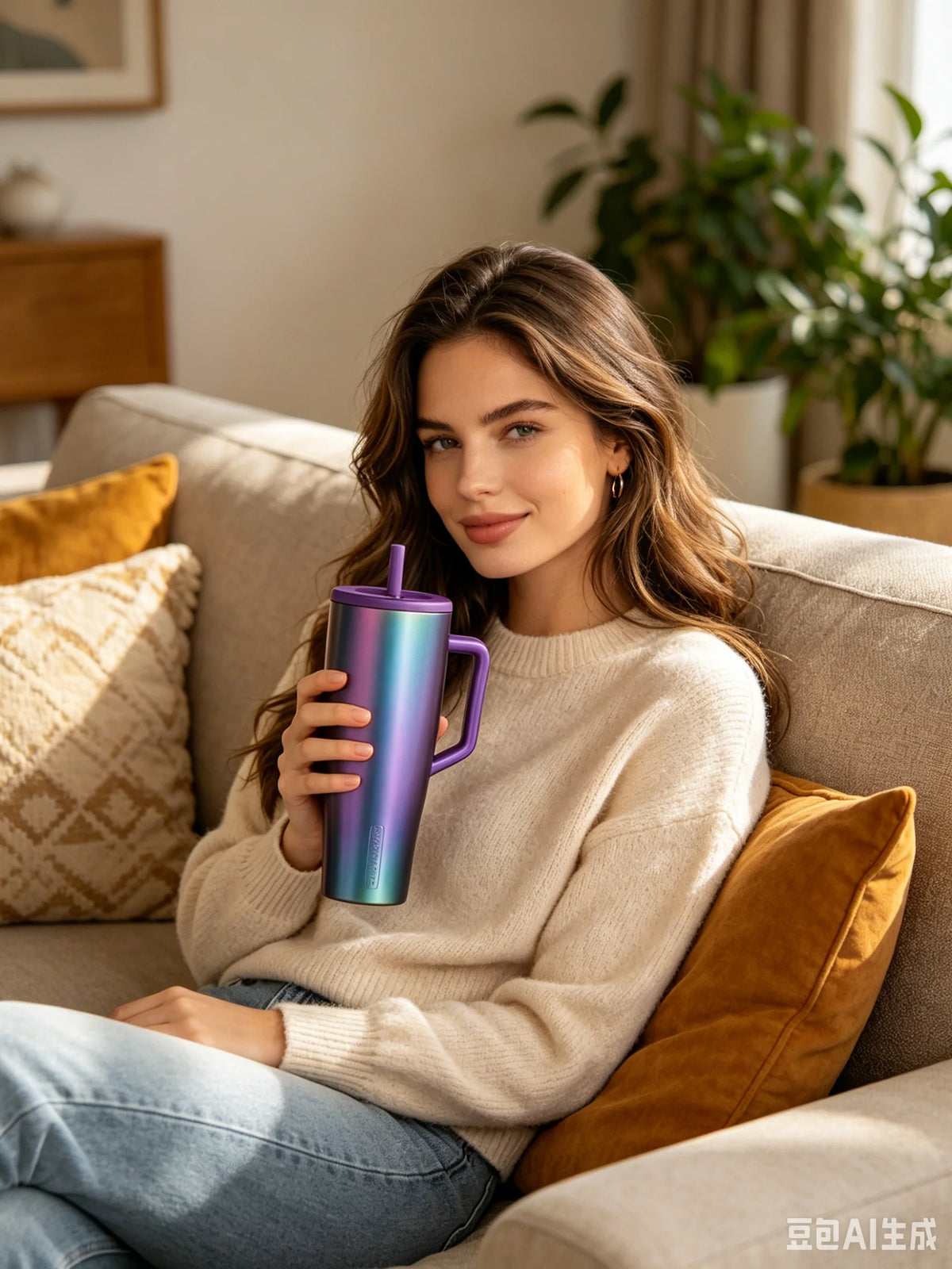 Brümate Era 40oz Tumbler with Handle and Straw Leakproof Insulated Stainless Steel Water Bottle Cup Holder Friendly Travel Mug Softsip