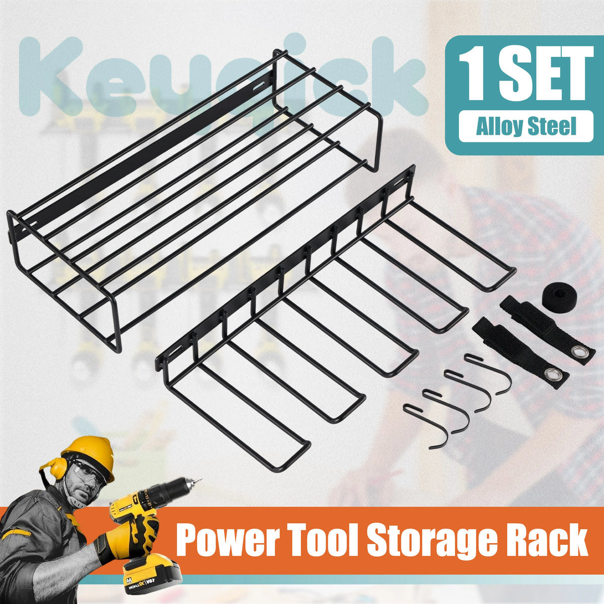 Double Layer Wall Mounted Power Tool Storage Rack