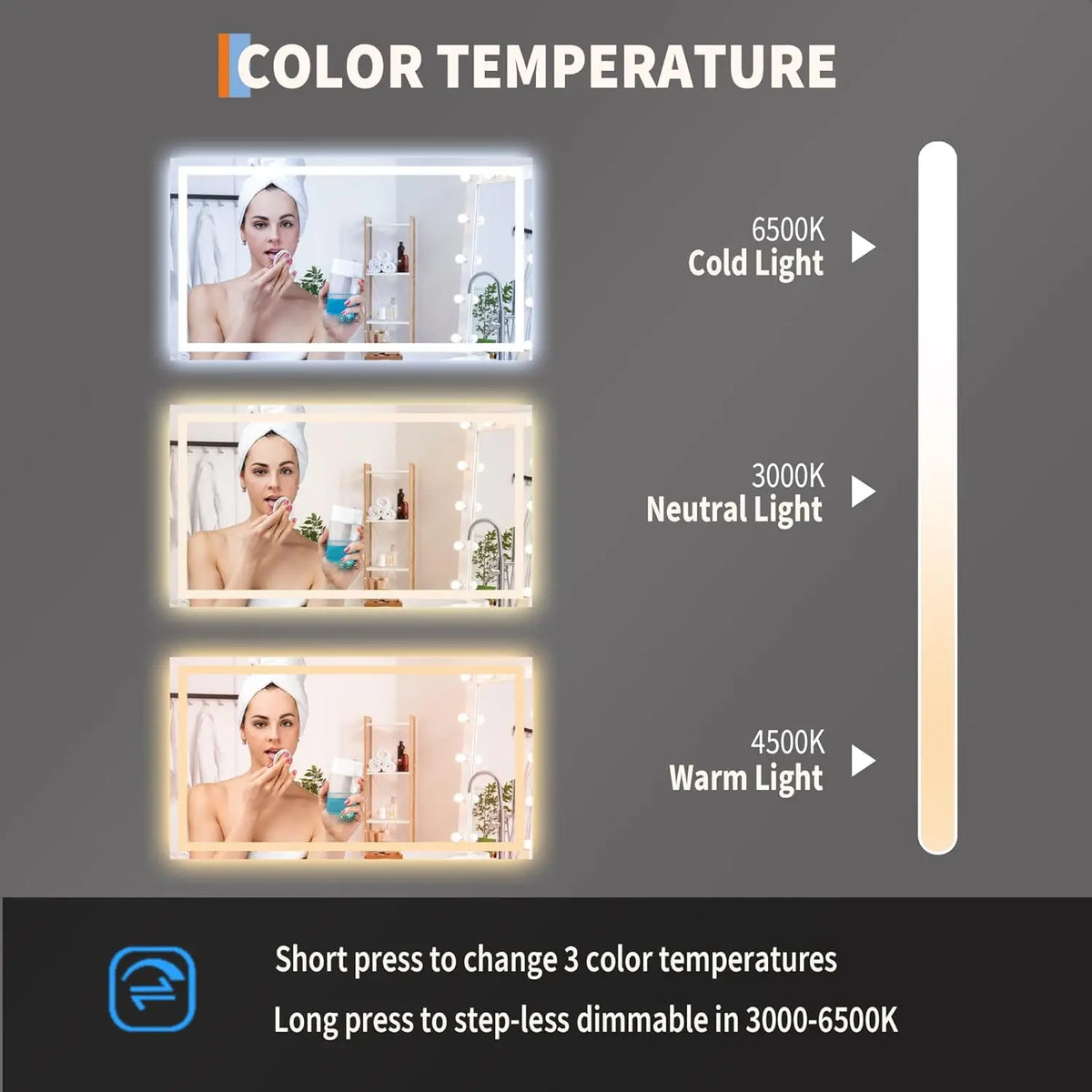 TWISTER.CK LED Bathroom Mirror With Memory And Anti Fog Frameless
