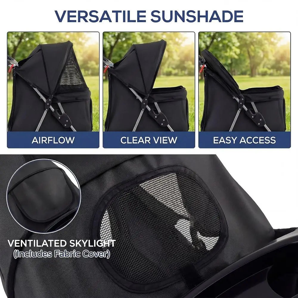 Lightweight Lockable Wheel Pet Stroller For Small Dogs And Cats