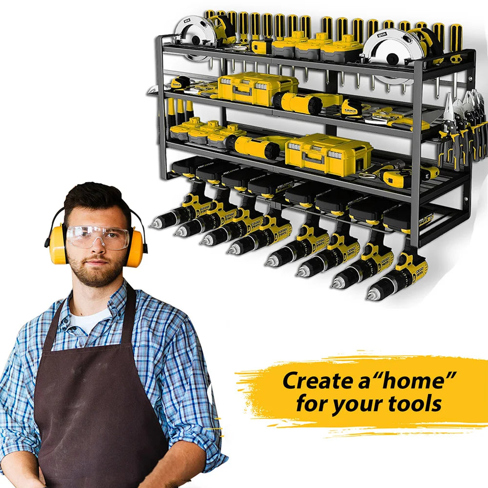 Power Tool Storage Rack 4-Tier Heavy Duty Wall Mount Organizer