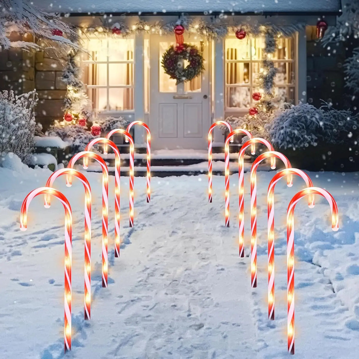 Joyfy Candy Cane Pathway Marker Lights For Christmas Decor