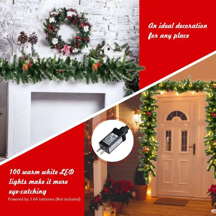 Decorative Prelit Artificial Christmas Garland With Led Lights