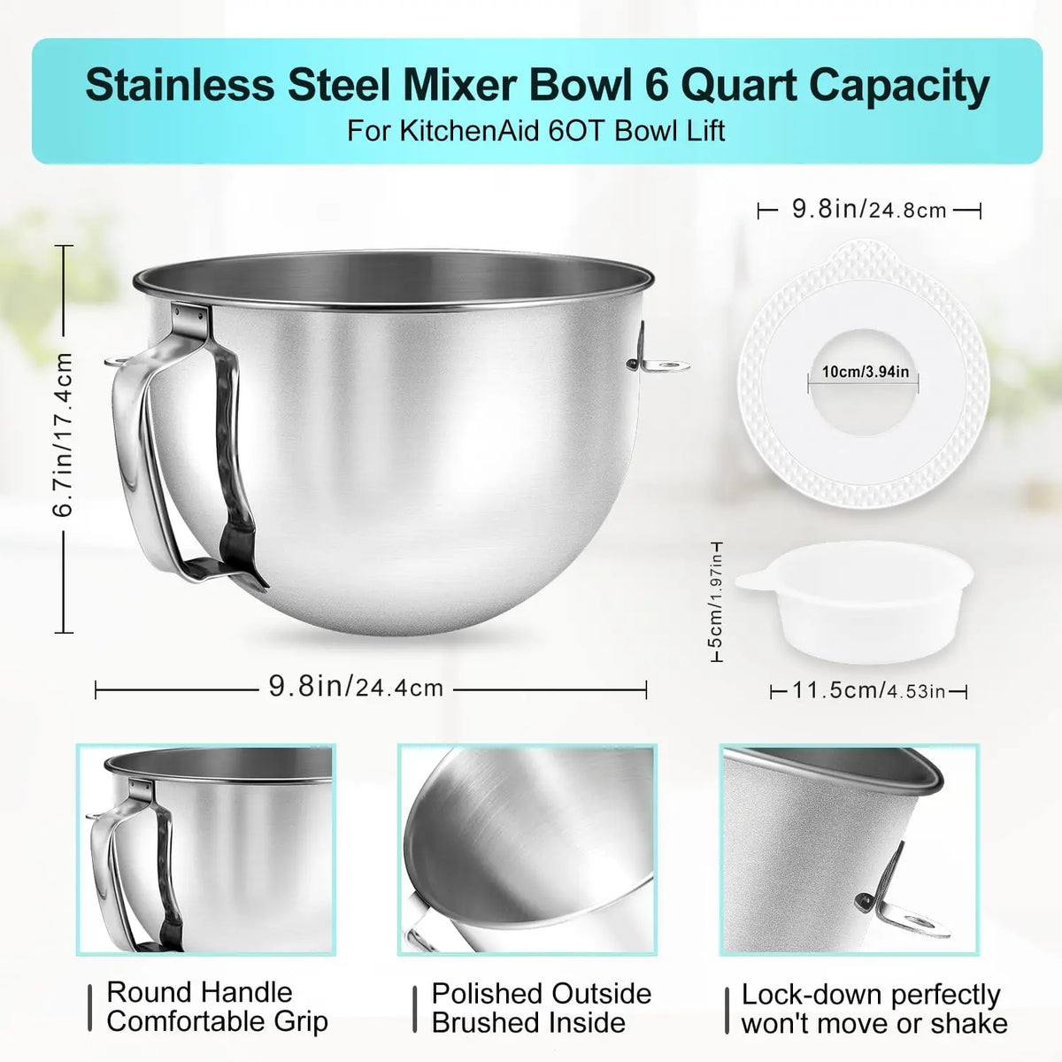 Bowl-Lift Stand Mixer Bowl With Lid Compatible With 600